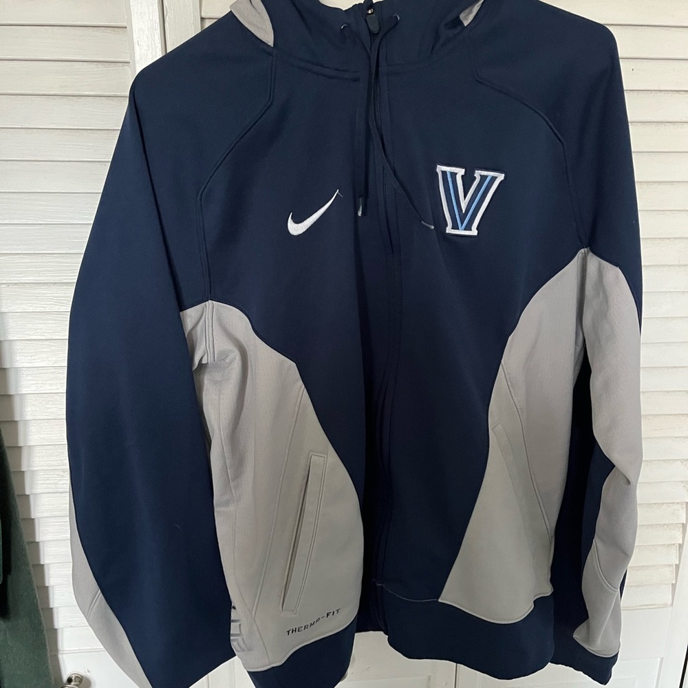 Nike Men's Blue and Gray Varsity Jacket